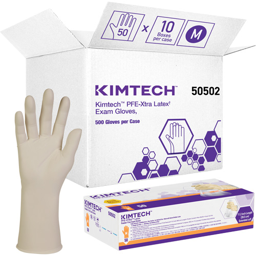 Gants m&eacute;dicaux Kimtech XTRA-PFE, Moyen, Latex, 6 mils, Sans poudre, Blanc, Classe 2 The Estey Group