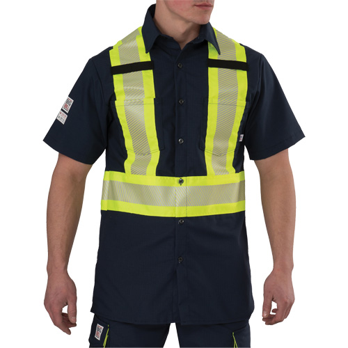 Ripstop High Visibility Short Sleeved Shirt, Polyester, Medium (Tall), Navy Blue The Estey Group