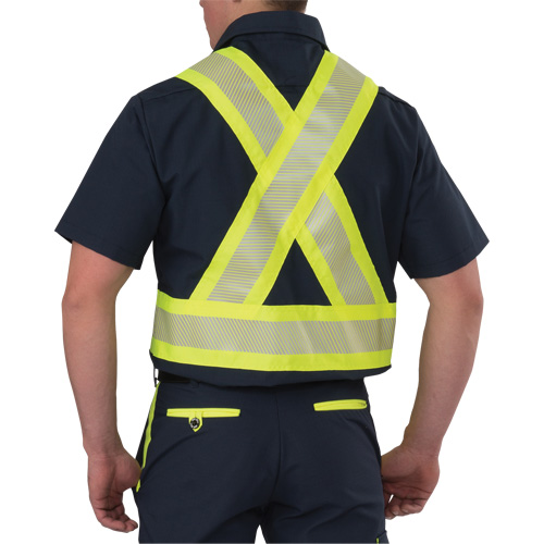 Ripstop High Visibility Short Sleeved Shirt, Polyester, Medium (Tall), Navy Blue The Estey Group