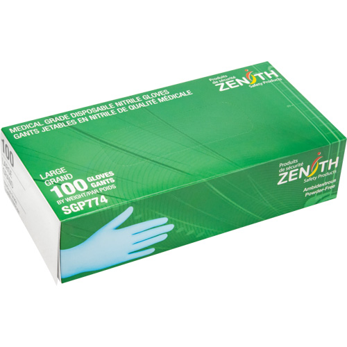 Puncture-Resistant Medical-Grade Disposable Gloves, Large, Nitrile, 4.5-mil, Powder-Free, Blue, Class 2 The Estey Group