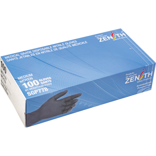 Puncture-Resistant Medical-Grade Disposable Gloves, Medium, Nitrile, 5-mil, Powder-Free, Black, Class 2 The Estey Group