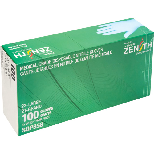 Gants jetables de calibre m&eacute;dical r&eacute;sistants &agrave; la perforation, 2T-Grand, Nitrile, 3,5 mils, Sans poudre, Bleu, Classe 2 The Estey Group