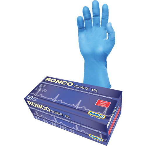 Gants d'examen BLURITE XPL, Petit, Nitrile, 8 mils, Sans poudre, Bleu, Classe 2 The Estey Group