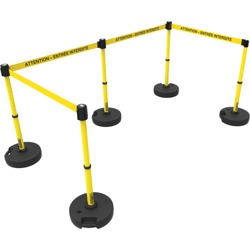 Ensemble de montants pour barri&egrave;re Plus, Plastique, 42" h, Ruban Jaune, Longueur du ruban 15' The Estey Group