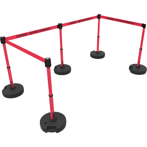 Plus Barrier Post Set, Plastic, 42" H, Red Tape, 15' Tape Length The Estey Group