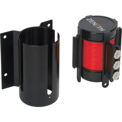 Barri&egrave;re &agrave; fixation murale avec ruban magn&eacute;tique, Acier, Fixation par vis, 12', Ruban Rouge The Estey Group