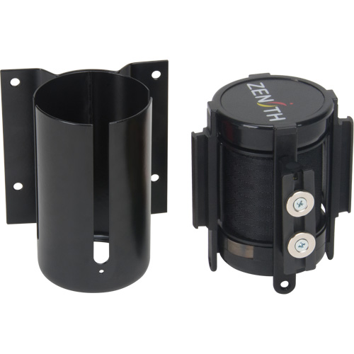 Barri&egrave;re &agrave; fixation murale avec ruban magn&eacute;tique, Acier, Fixation par vis, 7', Ruban Noir The Estey Group