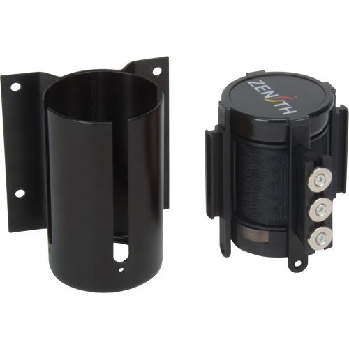 Barri&egrave;re &agrave; fixation murale avec ruban magn&eacute;tique, Acier, Fixation par vis, 12', Ruban Noir The Estey Group