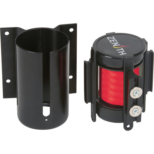Wall Mount Barrier with Magnetic Tape, Steel, Screw Mount, 7', Red Tape The Estey Group