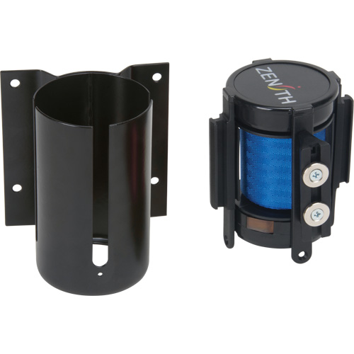 Barri&egrave;re &agrave; fixation murale avec ruban magn&eacute;tique, Acier, Fixation par vis, 7', Ruban Bleu The Estey Group