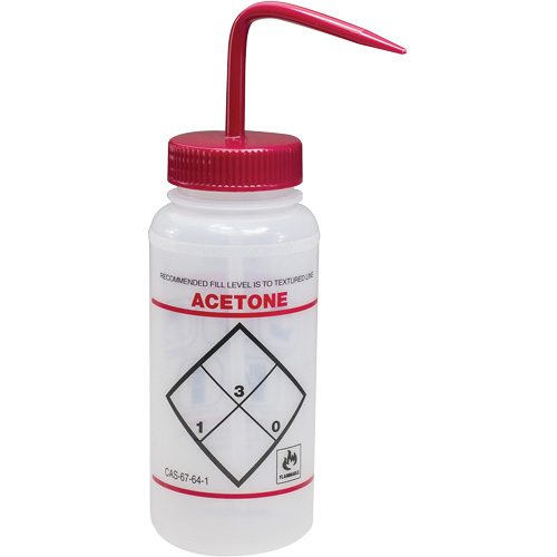 "Acetone" Safety-Labeled Wide-Mouth Wash Bottle, 16 oz. The Estey Group