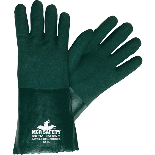Chemical Resistant Gloves, Size Large, 14" L, PVC, Jersey Inner Lining The Estey Group