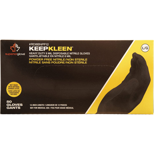 Gants jetables KeepKleen, Grand, Nitrile, 8 mils, Sans poudre, Noir The Estey Group