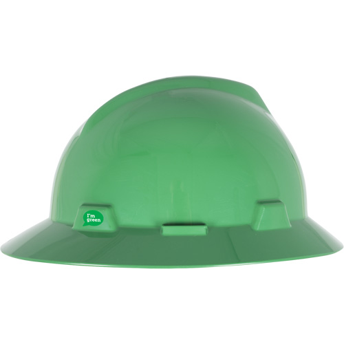 Casque de s&eacute;curit&eacute; &agrave; bord complet V-Gard GREEN avec fentes, R&eacute;pond aux normes CSA type 1, Suspension Rochet The Estey Group