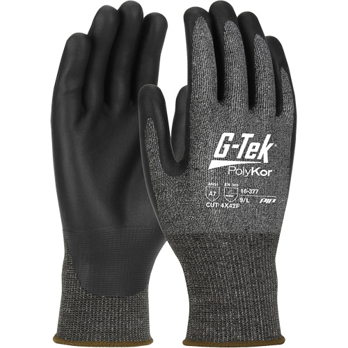 G-Tek&reg; PolyKor&reg; X7 Cut Resistant Gloves, Size Small, 18 Gauge, Polyurethane Coated, Polyethylene Shell, ASTM ANSI Level A7/EN 388 Level F The Estey Group