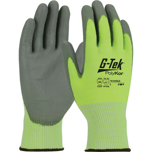 G-Tek&reg; PolyKor&reg; Cut Resistant Gloves, Size Small, 13 Gauge, Polyurethane Coated, Polyethylene Shell, ASTM ANSI Level A5/EN 388 Level E The Estey Group