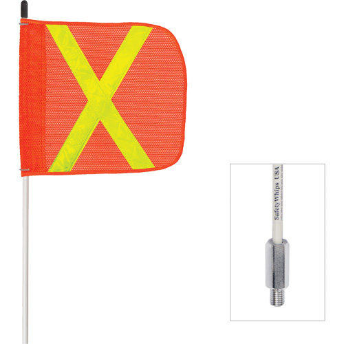 Safety Whip&reg; Non-Powered Heavy-Duty Fibreglass Whip, Threaded Mount, 6' High, Orange with Reflective The Estey Group