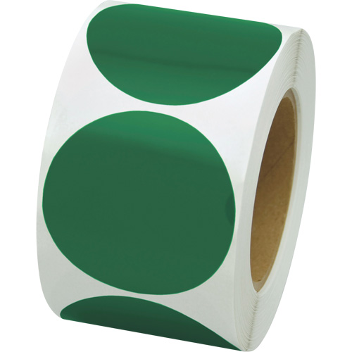 Pastilles de marquage color&eacute;es, Cercle, 3" lo x 3" la, Vert, Vinyle The Estey Group