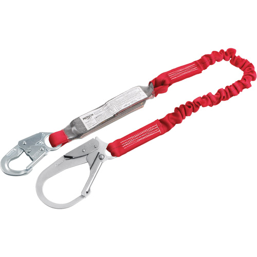 Pro Elastic Shock-Absorbing Lanyard, 6', Rebar Hook Center, Snap Hook Leg Ends, Polyester The Estey Group