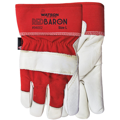 Gants d'ajusteur Red Baron, Grand, Paume en Cuir fleur de vache, Doublure en Tissu-laine The Estey Group