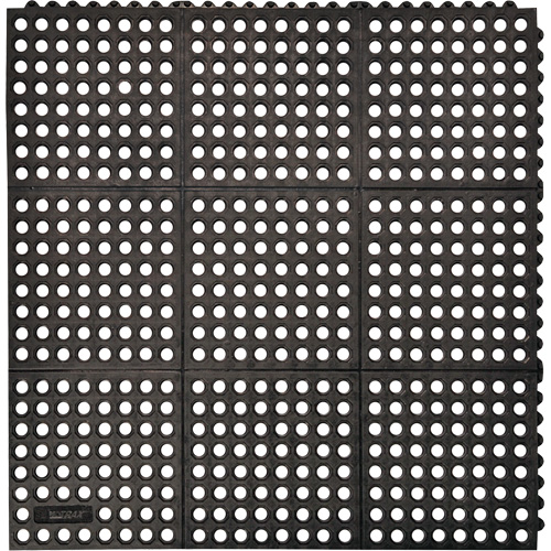 Cushion-Ease&reg; 550 Interlocking Anti-Fatigue Mat, Slotted, 3' x 3' x 3/4", Black, Rubber The Estey Group