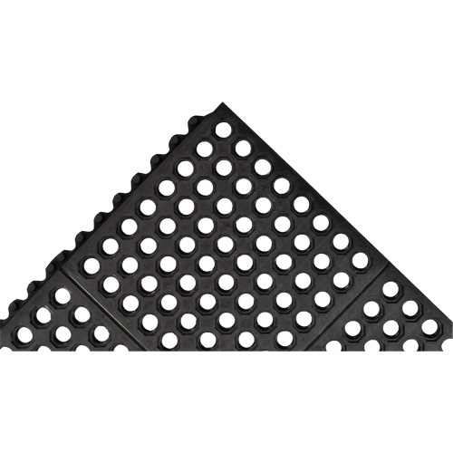 Cushion-Ease&reg; 550 Interlocking Anti-Fatigue Mat, Slotted, 3' x 3' x 3/4", Black, Rubber The Estey Group
