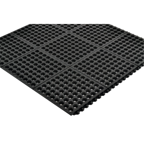 Cushion-Ease&reg; 550 Interlocking Anti-Fatigue Mat, Slotted, 3' x 3' x 3/4", Black, Rubber The Estey Group
