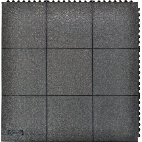 Cushion-Ease&reg; Interlocking Anti-Fatigue Mat, Pebbled, 3' x 3' x 3/4", Black, Natural Rubber The Estey Group