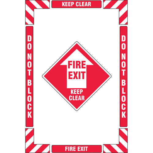 "Fire Exit" Floor Marking Kit, Adhesive, English with Pictogram The Estey Group