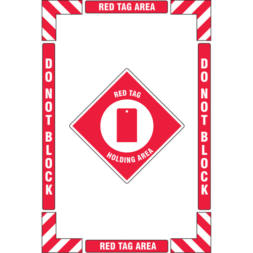 Trousse de marquage du sol ?Red Tag Holding Area? (zone de stockage des &eacute;tiquettes rouges), Adh&eacute;sif, Anglais avec pictogramme The Estey Group