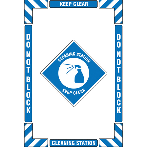 "Cleaning Station" Floor Marking Kit, Adhesive, English with Pictogram The Estey Group