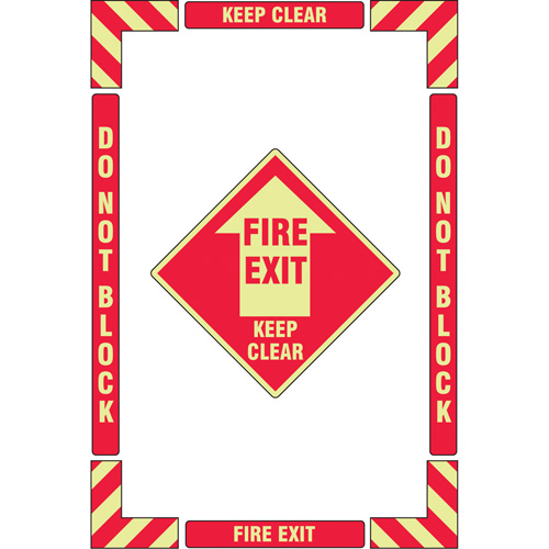 Trousse de marquage du sol ?Fire Exit? (sortie de secours), Adh&eacute;sif, Anglais avec pictogramme The Estey Group