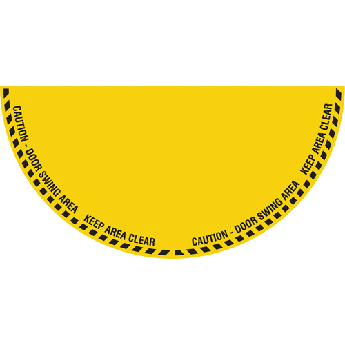 "Caution" Half Circle Swing Door Floor Sign, Adhesive, English with Pictogram The Estey Group