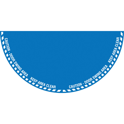 Signalisation au sol ?Caution? (attention) pour porte battante en demi-cercle, Adh&eacute;sif, Anglais avec pictogramme The Estey Group