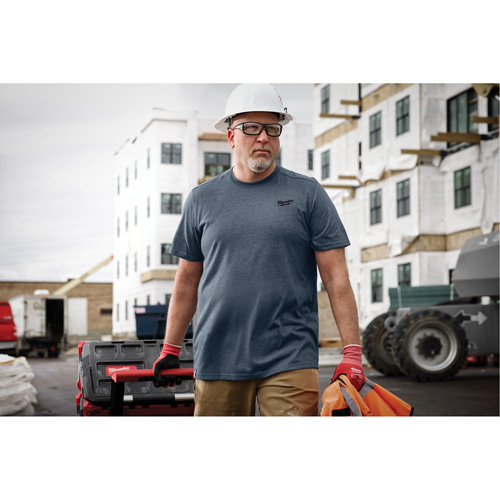 Hybrid Work Tee Shirt, Men's, Small, Blue The Estey Group
