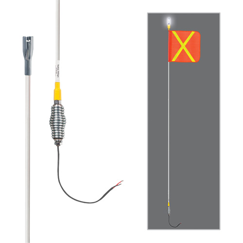 Safety Whip&reg; All-Weather Super-Duty Warning Whips with Constant LED Light, Spring Mount, 5' High, Orange with Reflective The Estey Group