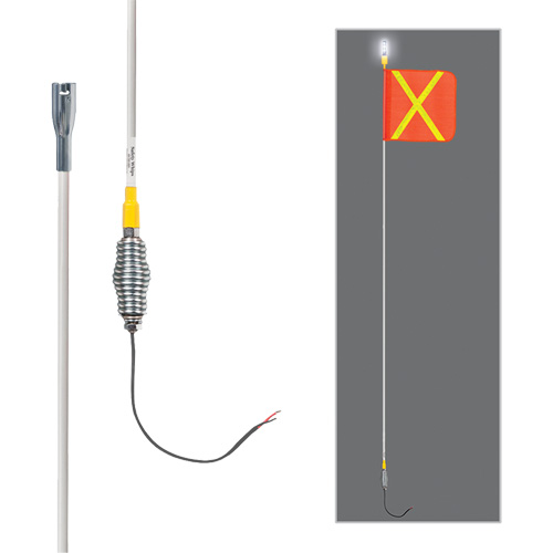 Safety Whip&reg; All-Weather Super-Duty Warning Whips with Constant LED Light, Spring Mount, 10' High, Orange with Reflective The Estey Group