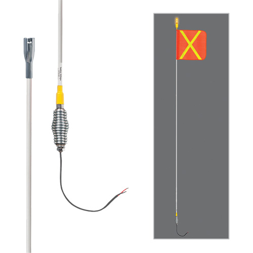 Safety Whip&reg; All-Weather Super-Duty Warning Whips with Constant LED Light, Spring Mount, 12' High, Orange with Reflective The Estey Group