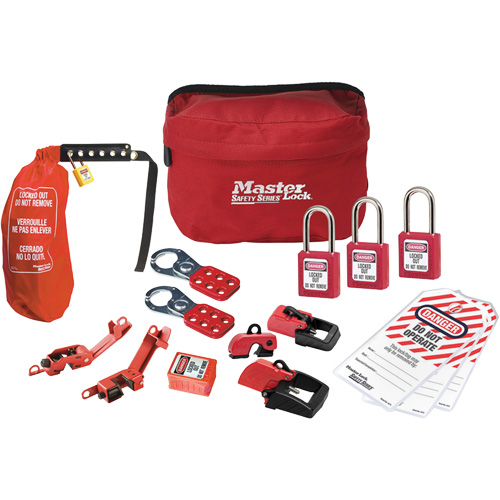 Trousse de cadenassage avec cadenas en thermoplastique de qualit&eacute; sup&eacute;rieure Zenex, Ensemble &eacute;lectrique, 16 composants compris The Estey Group