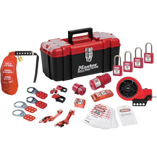 Trousse de cadenassage avec cadenas en thermoplastique de qualit&eacute; sup&eacute;rieure Zenex, Ensemble &eacute;lectrique, 21 composants compris The Estey Group