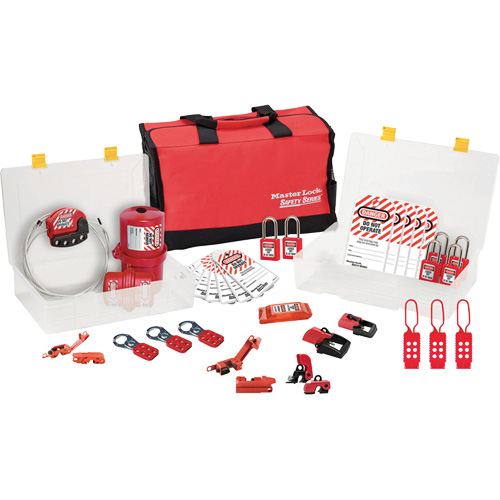 Trousse de cadenassage avec cadenas en thermoplastique de qualit&eacute; sup&eacute;rieure Zenex, Ensemble &eacute;lectrique, 27 composants compris The Estey Group