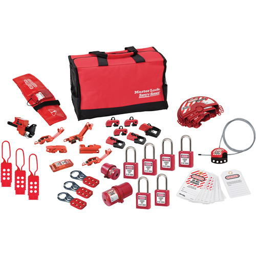 Trousse de cadenassage avec cadenas en thermoplastique de qualit&eacute; sup&eacute;rieure Zenex, Ensemble &eacute;lectrique/Vanne, 34 composants compris The Estey Group