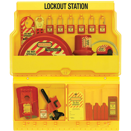 Station de cadenassage pour vannes et appareils &eacute;lectriques de luxe standard, Cadenas Thermoplastique, Capacit&eacute; de 32, Cadenas Compris The Estey Group