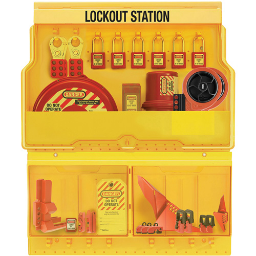 Station de cadenassage pour vannes et appareils &eacute;lectriques de luxe et de qualit&eacute; sup&eacute;rieure, Cadenas Thermoplastique, Capacit&eacute; de 32, Cadenas Compris The Estey Group
