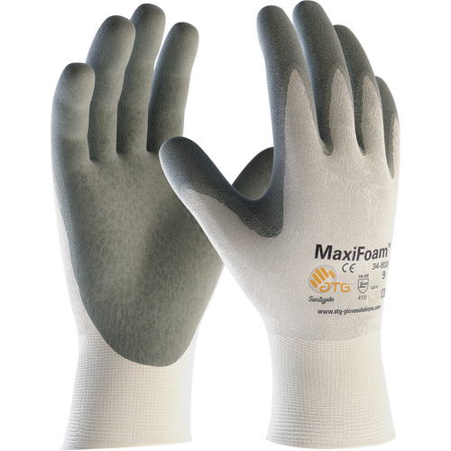Gants en tricot sans couture de qualit&eacute; sup&eacute;rieure ATG MaxiFoam, Grand, R&ecirc;vetement Nitrile, Calibre 15, Enveloppe en Nylon The Estey Group