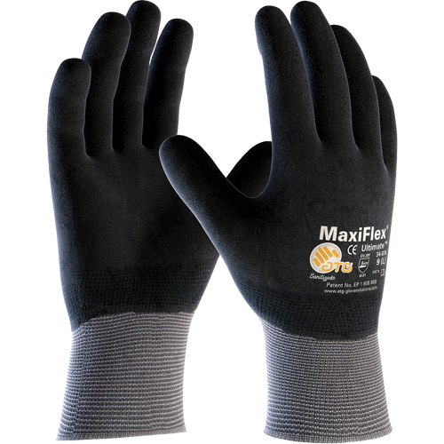 Gants compatibles avec les &eacute;crans tactiles ATG MaxiFlex Ultimate, Grand, R&ecirc;vetement Nitrile, Calibre 15, Enveloppe en Nylon/&eacute;lasthanne The Estey Group