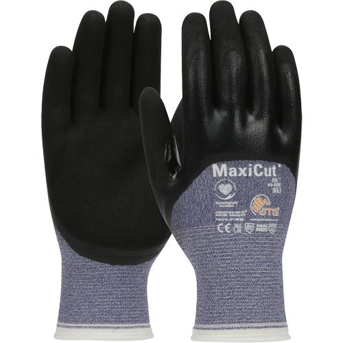 Gants r&eacute;sistants aux coupures dans un milieu de travail huileux ATG MaxiCut, Taille Grand, Calibre 15, Rev&ecirc;tement Nitrile, Enveloppe en Fil technique, ASTM ANSI niveau A3/EN 388 niveau 4/EN 388 niveau C The Estey Group