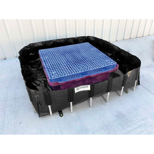 Ultra-IBC Berm&reg; Spill Berm, 400 US gal. Capacity, 6' W x 6' L x 18" H, L-Bracket The Estey Group