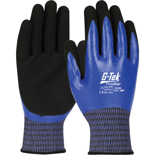 Gants r&eacute;sistants aux coupures G-Tek PolyKor X7, Taille Petit, Calibre 18, Rev&ecirc;tement Nitrile, Enveloppe en Fil technique, ANSI/ISEA 105 niveau 4 The Estey Group