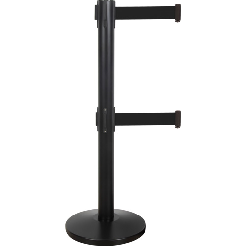Barri&egrave;re pour le contr&ocirc;le des foules &agrave; courroie double, Acier, 35" h, Ruban Noir, Longueur du ruban 7' The Estey Group